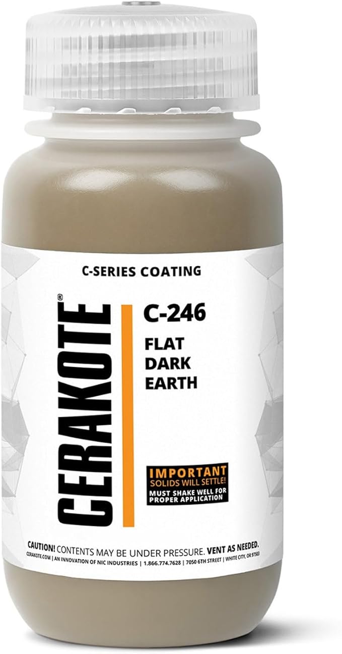 CERAKOTE® ( AIR CURE C-SERIES FLAT DARK EARTH [ 32oz ] C-246Q Performance Ceramic Technology + Color on All- Metals, Polymers + More