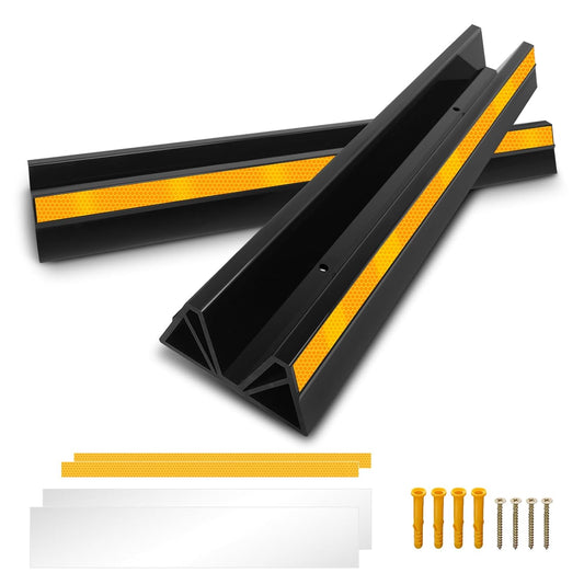 ROBLOCK 18" Parking Stopper for Garage, Car Stopper for Garage Precision Stopping, Heavy Duty Parking Block with Reflective Strips, Suitable for Car, SUV, Easy Install, 2 Packs