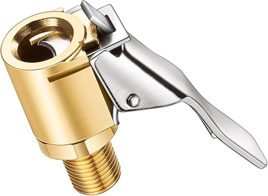 Brass Locking Tire Air Chuck, Tire Inflator Hose Adapter for Twist On Connection Convert to Lock On, No Air Leakage Air Compressor Pump Clip On Tire Chucks, Tire Nozzle with Tire Valve Thread
