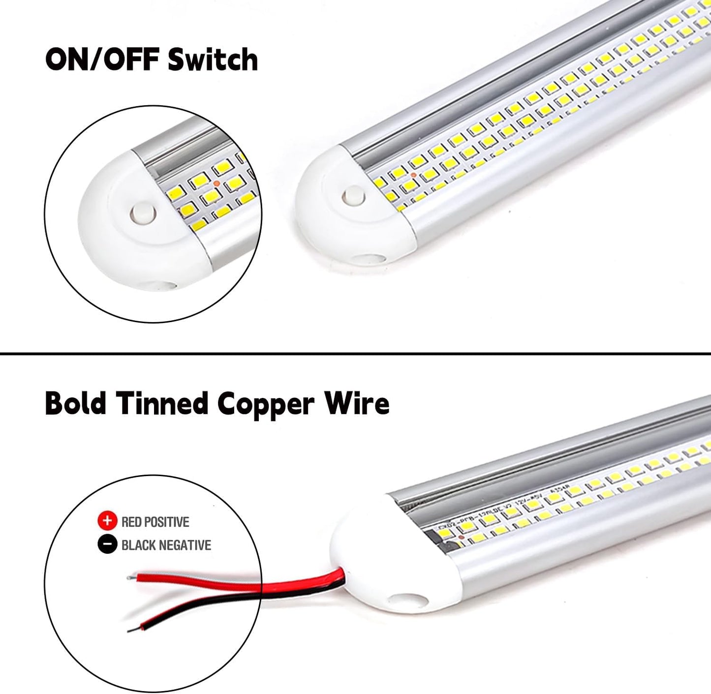 Enclosed Trailer 12v Led Light Bar, 120Leds 1500lm 8W DC 12 Volt Led Strip Lights with On/Off Switch, for Enclosed Cargo Trailer, Car Rv Van Truck Lorry Camper Boat Caravan Motorhome