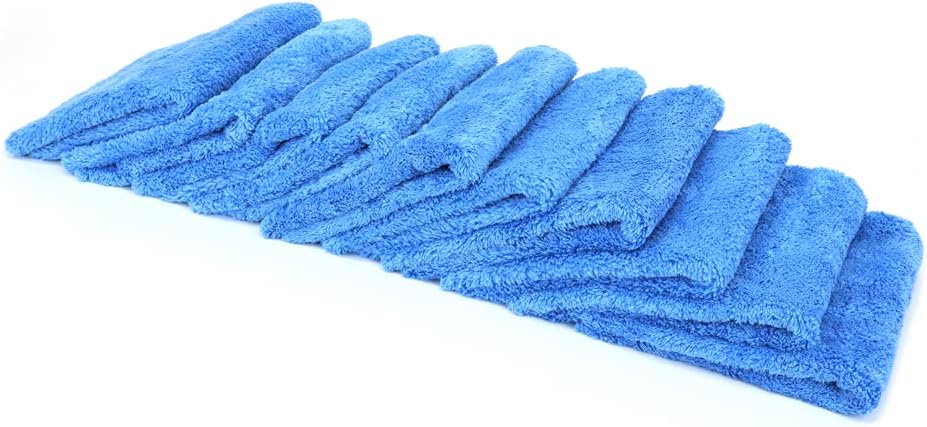 Autofiber Korean Plush Premium Edgeless Microfiber Detailing Towels - Pack of 10, Blue (16 inch x 16 inch)
