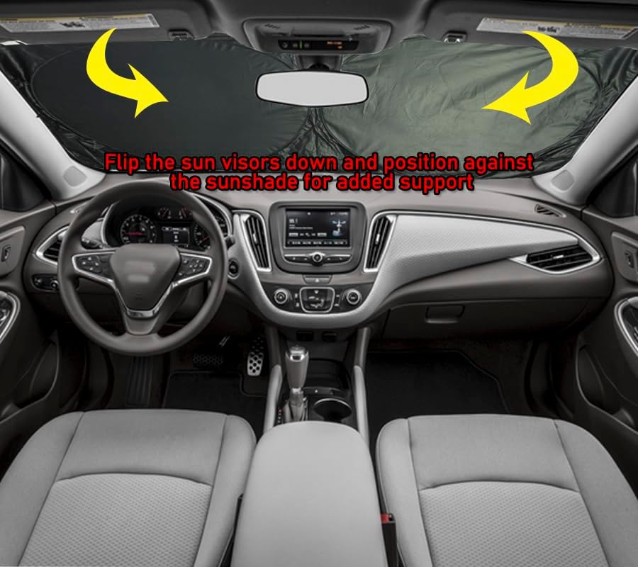 Gven- The Original Patented Car Eyes Windshield Sun Shade 2025 Windshield Cover Automotive Interior Sun Protection Front Windshield Sun Visor Protector Blocks UV Rays Keep Your Vehicle Cool (Black, S)