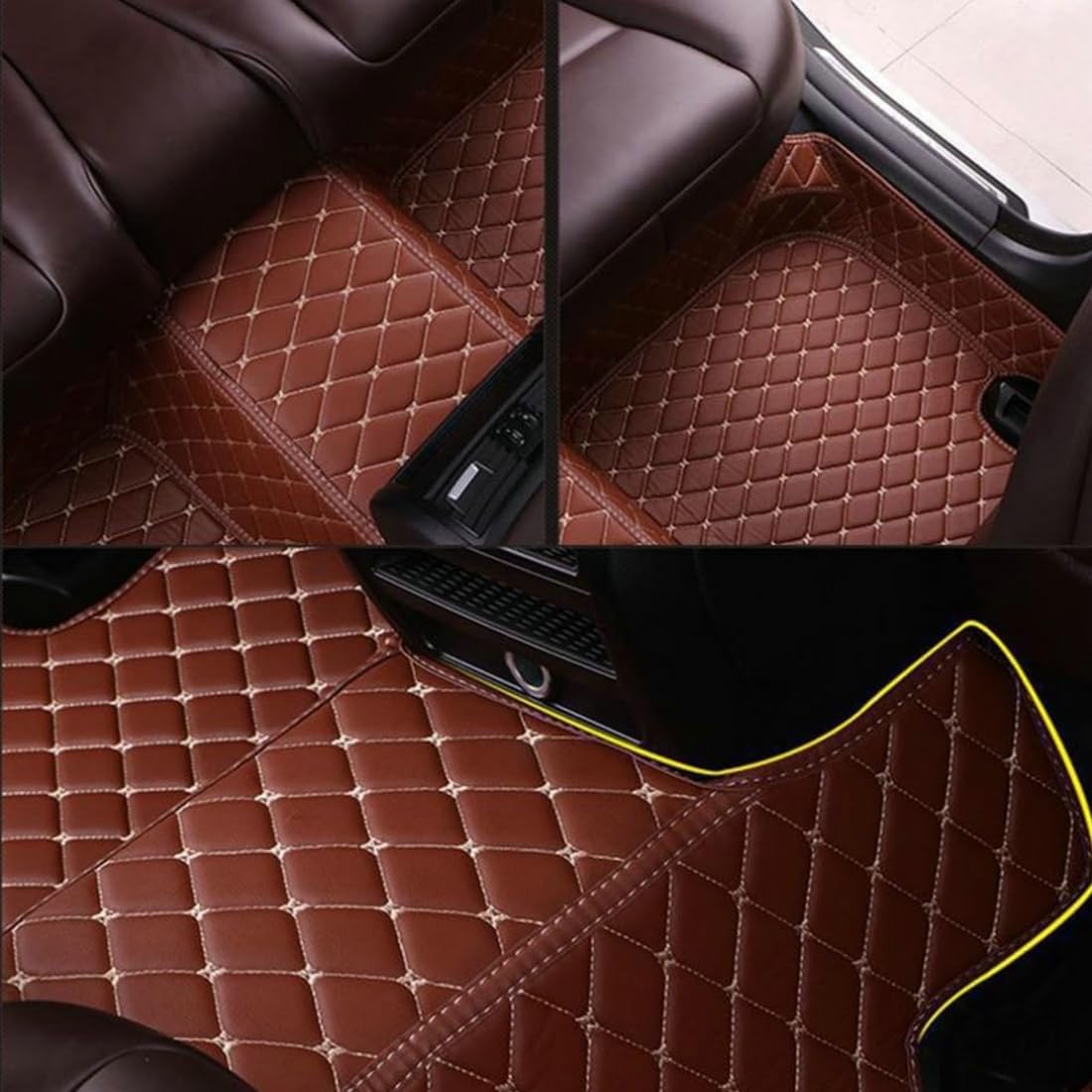 Custom Personalized Floor Mats for Cars，Luxury Full Coverage All Car Floor Mats，Anti-Slip Leather Car Mat Set ，Custom Floor Mats for 99% of Cars, Trucks & SUVs. (Apple Green)