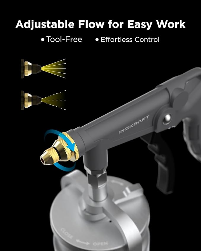 InoKraft Undercoating Spray Gun with Suction Feed Cup, 360° & Straight Spray Hoses, for Truck Bed Liner Coating, Rubberized Undercoat, Rust Proofing