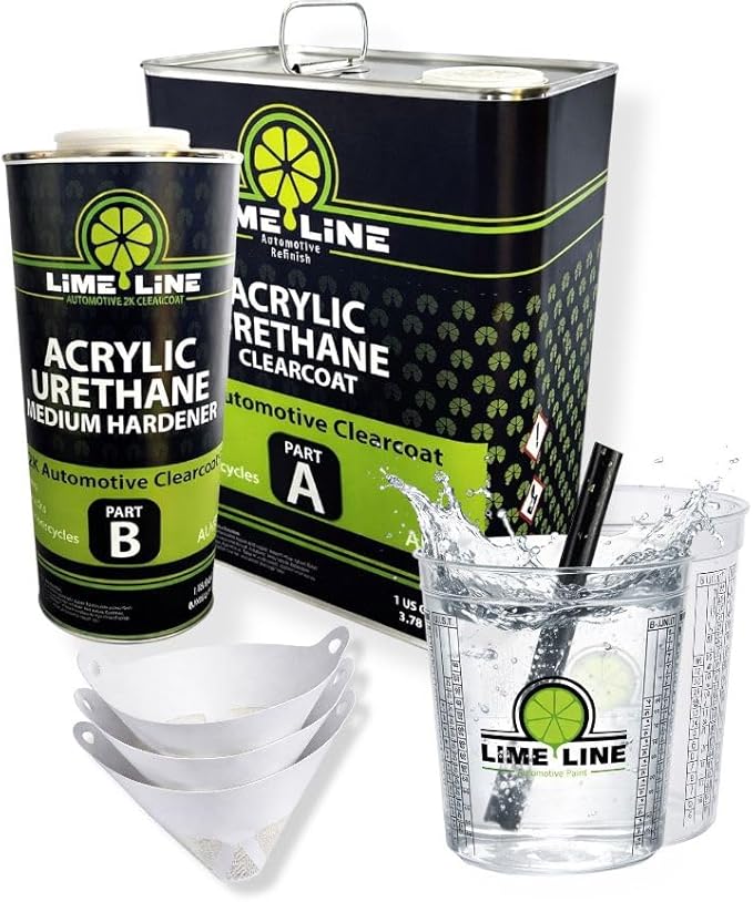 LiME LiNE 2K Clearcoat, Automotive Paint Kit with Hardener, Topcoat For Cars, Trucks and Motorcycles - 1.25 gallon with Mixing Kit