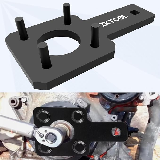 ZKTOOL 10198A Crankshaft Pulley Wrench Holder Tool Compatible with VW Routan Dodge Chrysler Ram 3.6L 3.2L 3.0L Engine