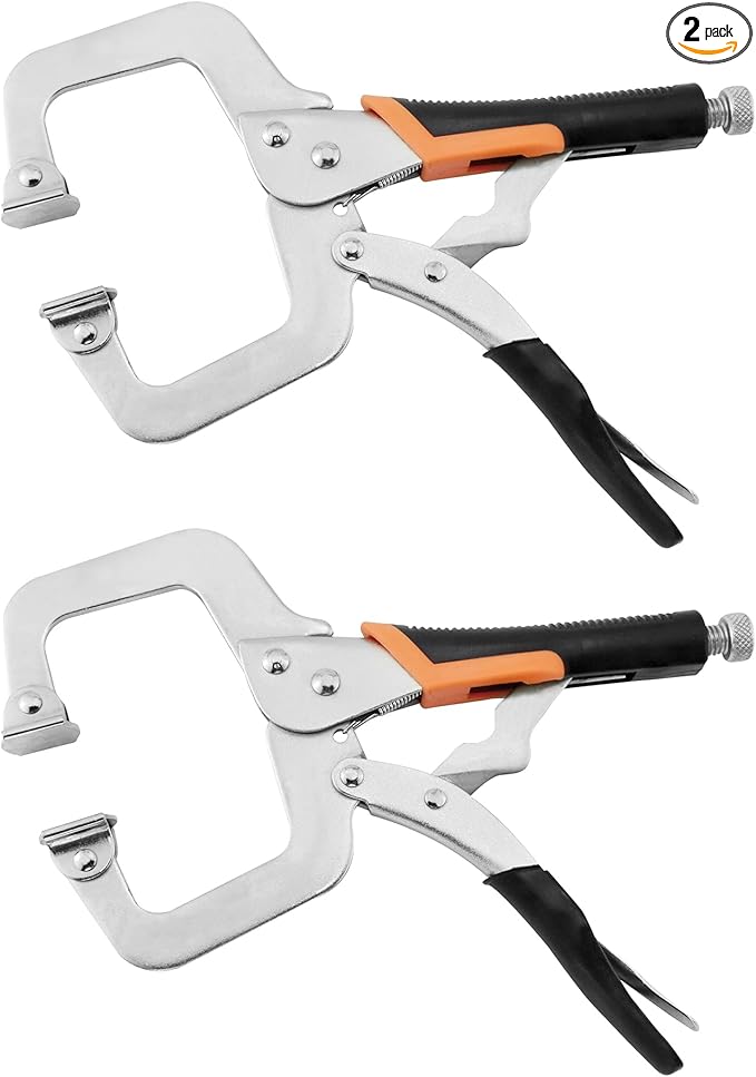 14-Inch C-Clamp Locking Pliers,Heavy Duty Vise Grip Welding Clamp With Swivel Pads for Woodworking,Home,Metalworking,Auto Repair(2 Pack)