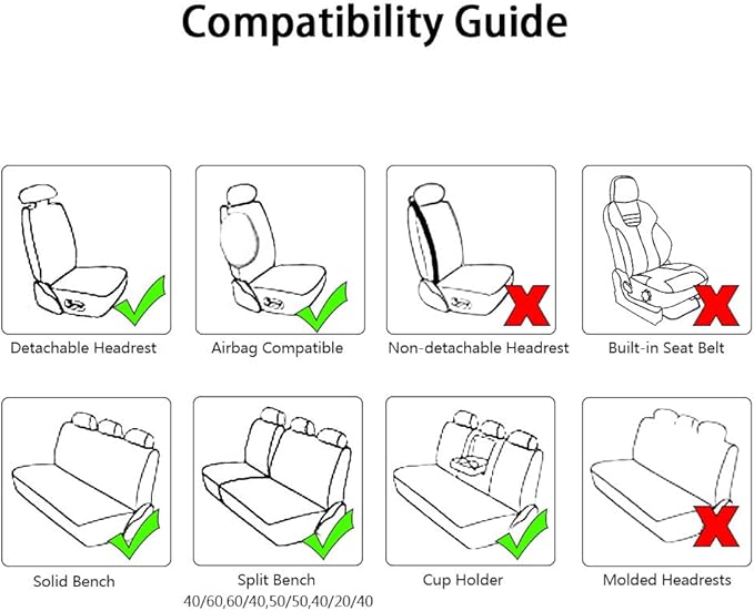 otoez Leather Car Seat Covers Full Set 5 Seats Faux Leatherette Automotive Seat Covers Universal Fit for Most Sedan SUV Truck Waterproof Vehicle Cushion Cover Protector (with Pillows)