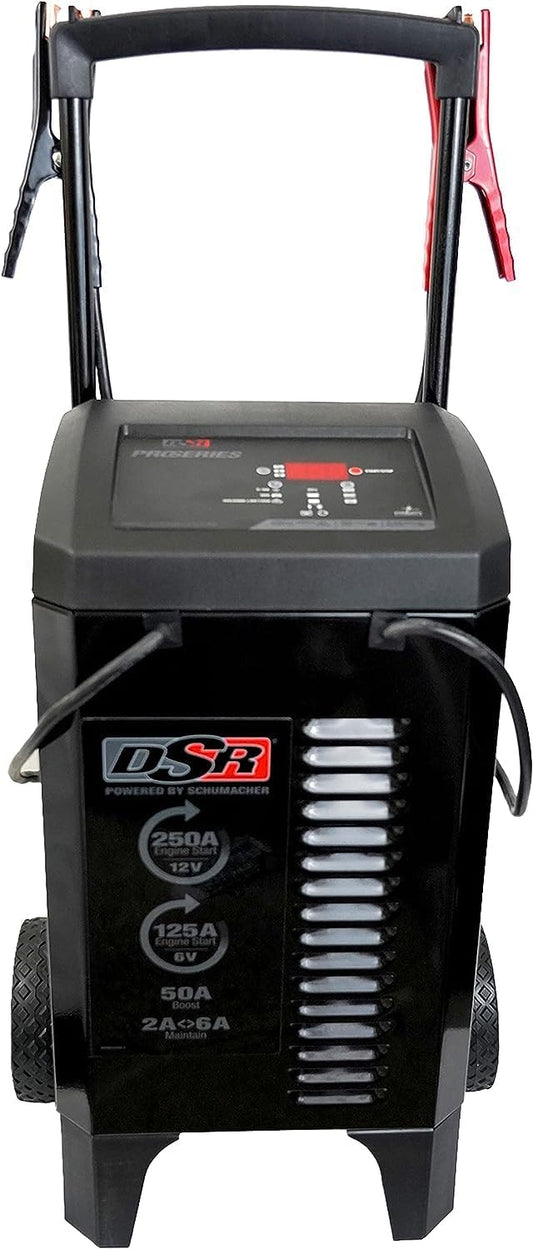 Schumacher Electric DSR Pro Series 6V / 12V Wheeled Battery Charger & Engine Starter - Heavy Duty Car Battery Charger & Maintainer - Fully Automatic - 125/250 Amps - DSR161