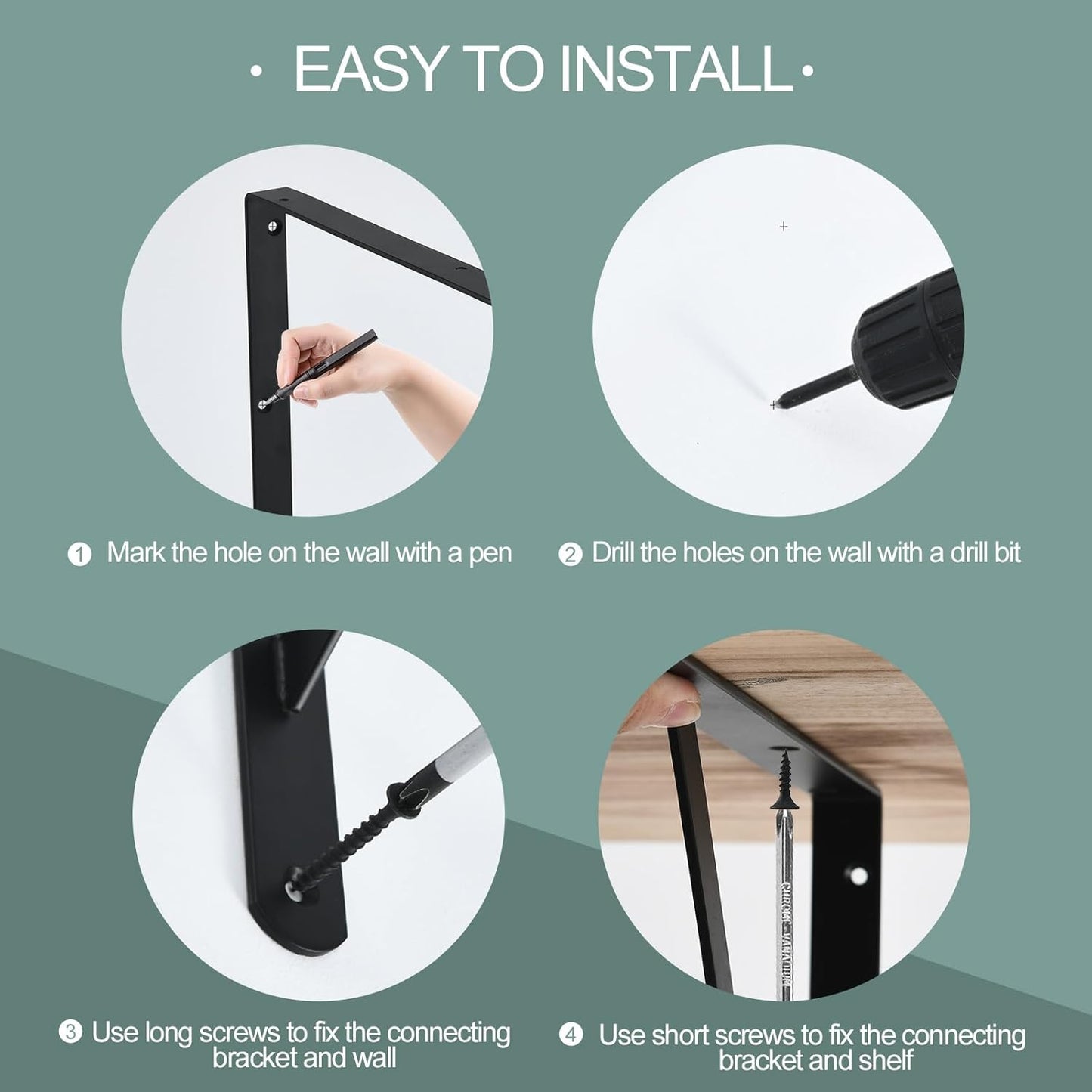 20 Pack L18 x H 12" Black Heavy Duty Shelf Brackets with Screws Metal Shelf Brackets Shelf Support Angle Brackets for Shelves L Brackets Heavy Duty Floating Shelf