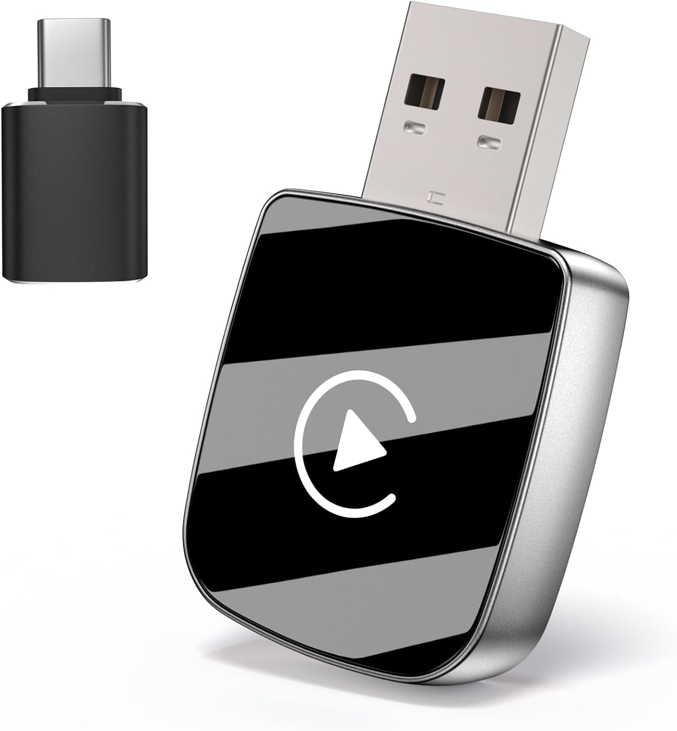 Wireless CarPlay Adapter-Mini Edition,Convert Factory Wired to Wireless Apple CarPlay Dongle,Includes USB-A to USB-C Adapter,Fast Stable Connection Plug Play Car Play Dongle for iPhone iOS 10+（Black）