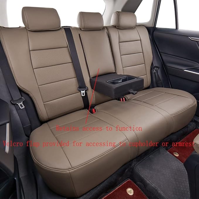 EKR Rav4 Seat Covers Custom Fit for Toyota Rav4 2019 2020 2021 2022 2023 2024 2025 LE,XLE,XLE Premium,Limited, Leather Truck Seat Cover Full Set for SUV,Faux Leather(Sand Beige)