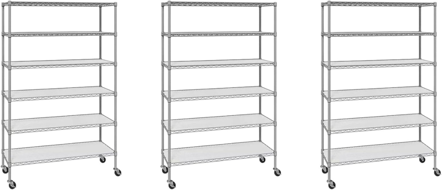 Organize in Style with The Members Mark 6-Tier NSF Heavy Duty Wire Shelving, 47.75" W x 18" D x 75.5" H (Granite, 3 PACK)