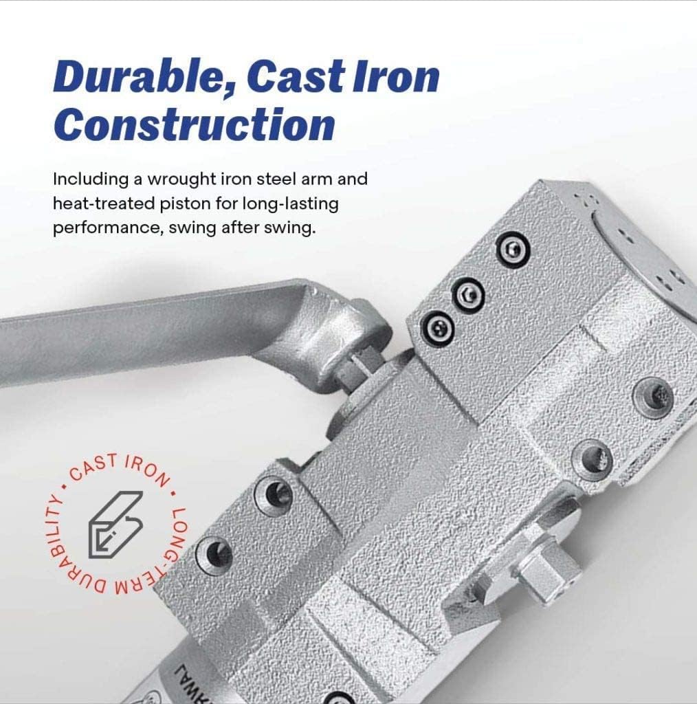 Lawrence Extra Heavy Duty Door Closer Commercial Grade 1 - Adjustable 6-Speed Delayed-Action Door Control with 3 Pistons – Flexible Installation with Included Hardware - Embassy Series LH8016