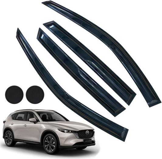 Rain Guards for Mazda CX-5 2017-2023, Tape-on Side Window Deflectors for Mazda CX-5, Window Visors for Mazda Cars, for Mazda Car Accessories 4 Rain Guards ＆ 2 Car Coasters