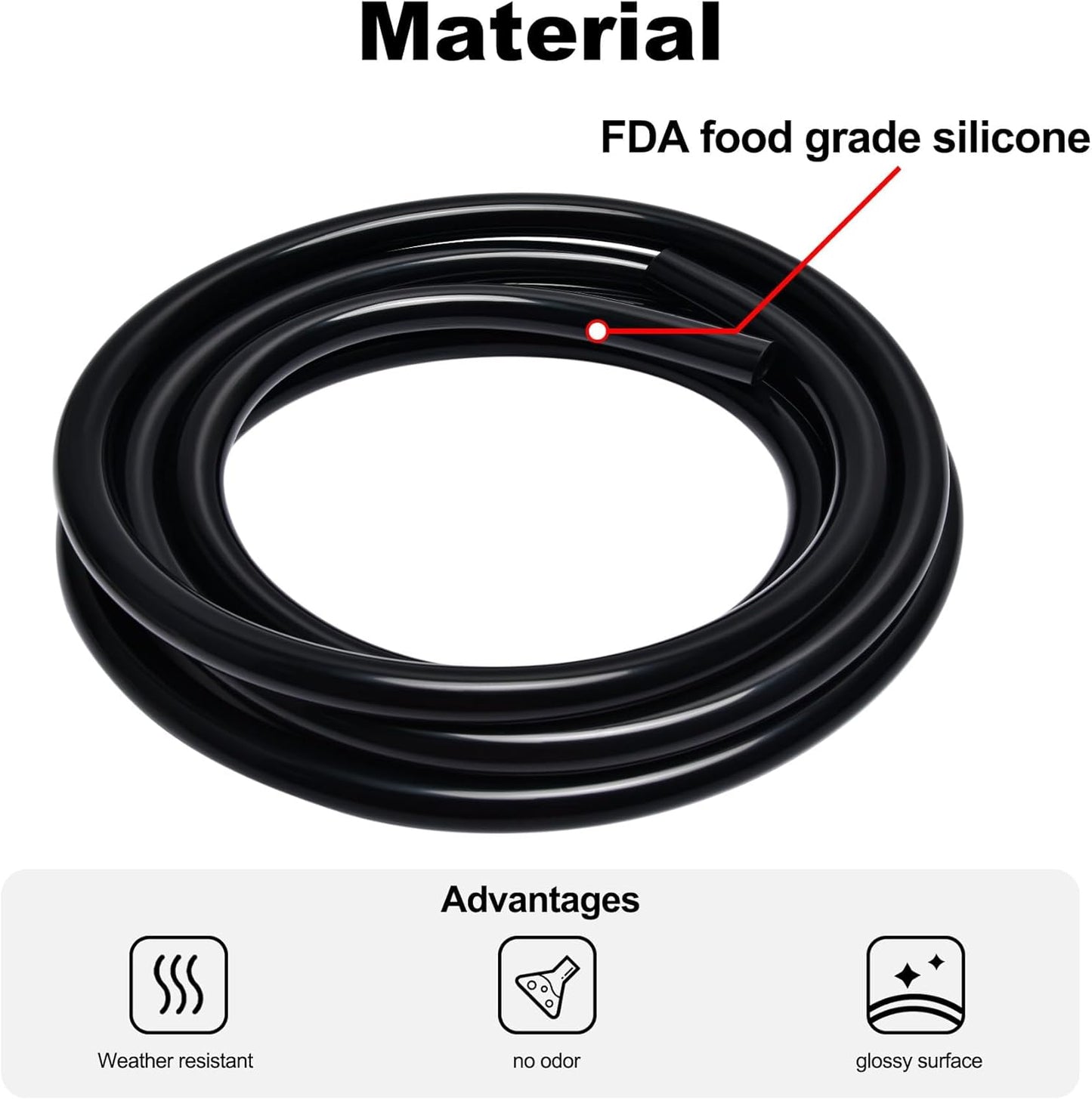 EVIL ENERGY 5/32 1/4 5/16 3/8 Silicone Vacuum Tubing Hose Line Kit 5FT 4PCS 130PSI Max Pressure (4mm 6mm 8mm 10mm)