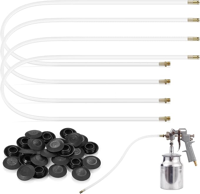 4 Pcs 20.87 Inch Spray Gun Extension Wand and 25 Rust Proof Plugs Spray Gun Flexible PVC Hose Undercoating Spray Gun Kit for Vehicles