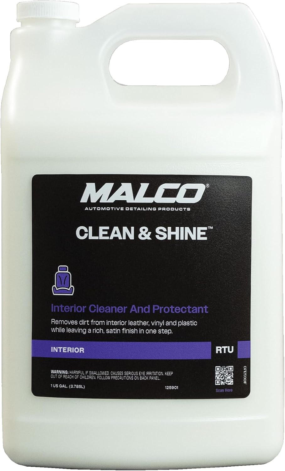 Malco Clean & Shine Interior Car Cleaner and Dressing – Restore Leather, Plastic and Vinyl Surfaces in Your Vehicle/Clean, Condition and Protect in 1 Simple Step / 1 Gallon (125901)