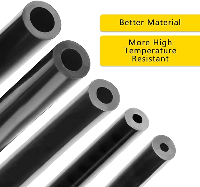 Silicone Vacuum Tubing Hose 6.6 FT, 1/8" 5/32" 1/4" 5/16" 3/8" ID High Performance 130PSI, Engine Automotive Vacuum Silicone Hose Line 5PCS