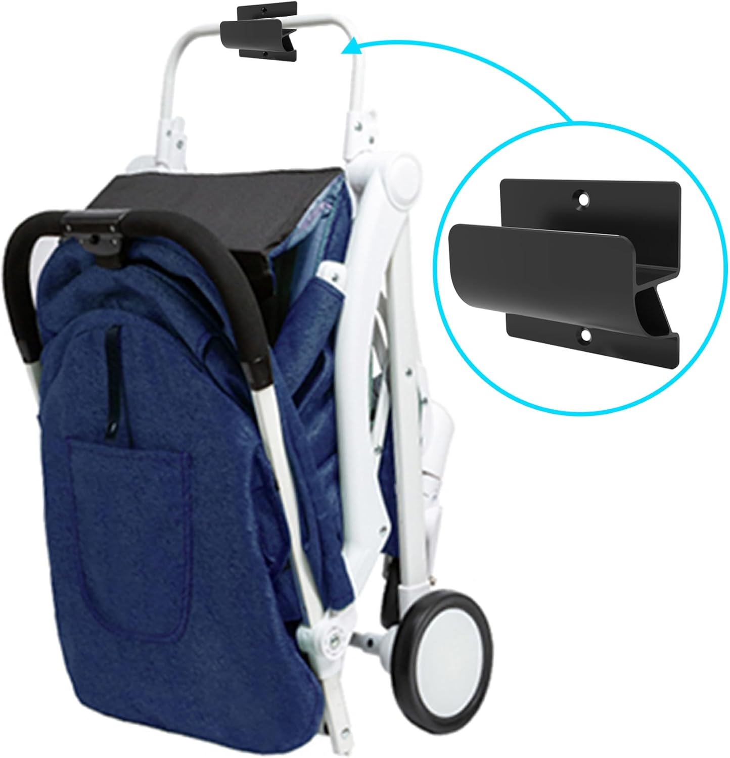 Ladder Hooks for Garage Organization, Wall Mount Storage Rack, Heavy Duty Hangers for Wheelbarrow, Black with Screws