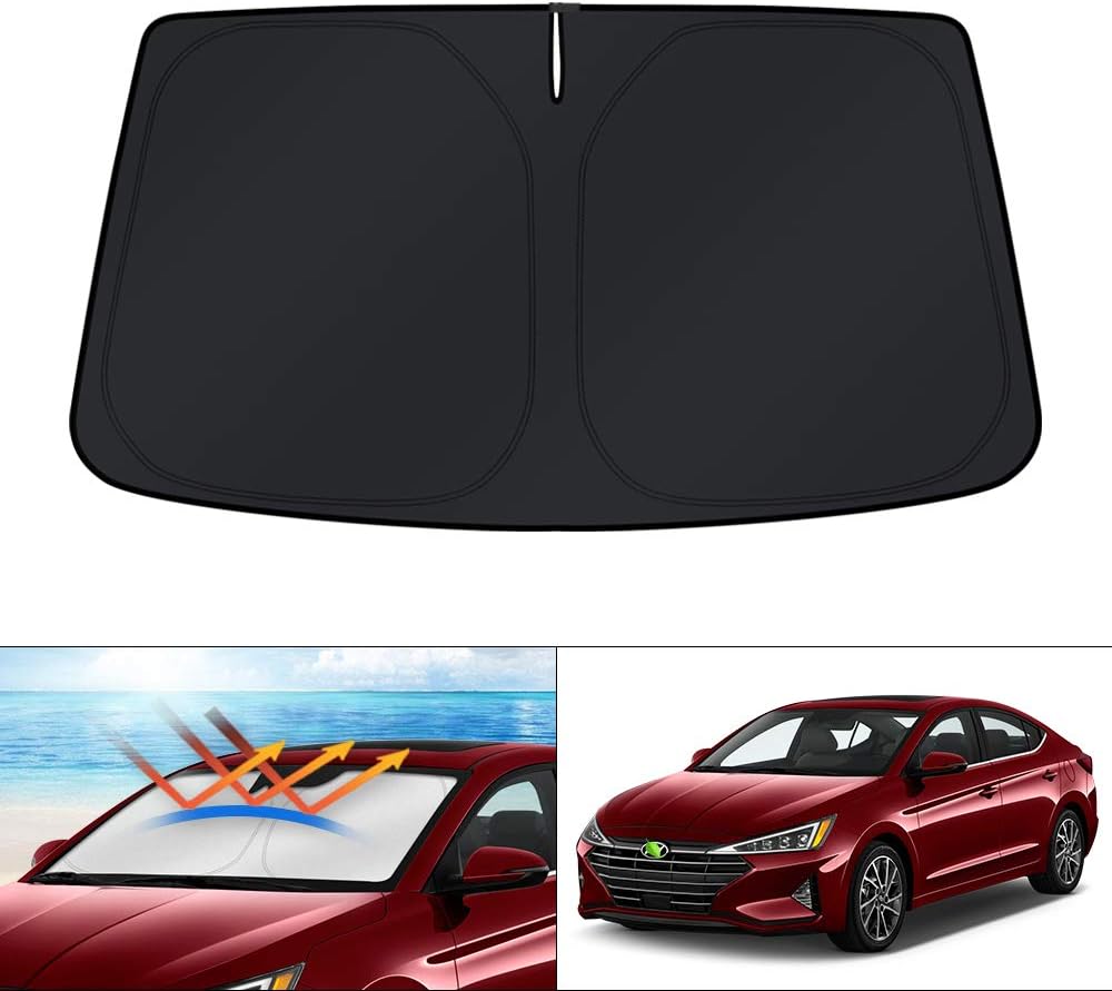 KUST Windshield Sun Shade for Hyundai Elantra 2017-2020 Custom Fit Sunshade Foldable Sun Visor Protector Blocks UV Rays Keep Your Car Cooler