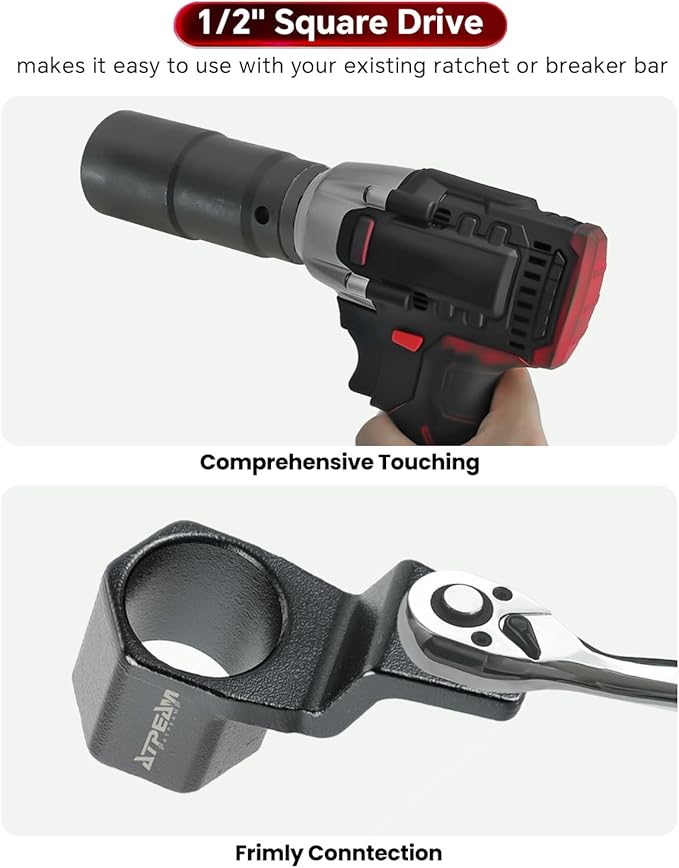 ATPEAM Crank Arm Removal Tool Crank Arm Tool for 1/2" Drive for Honda and Acura Engines (19mm Socket & 50mm Pulley Wrench)