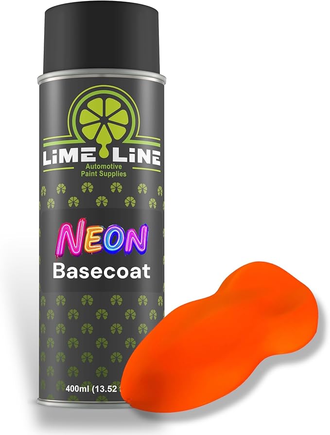 LiME LiNE Premium Automotive Basecoat Aerosol Spray Paint - Fast Drying- Custom Paint, Must Be Clearcoated! (Neon Orange)