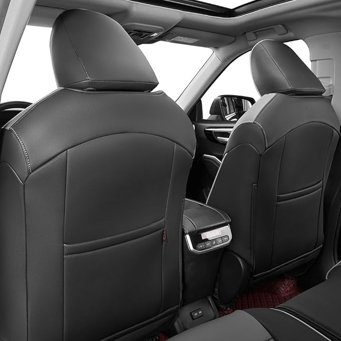 EKR Highlander Seat Covers for Toyota Highlander 2020 2021 2022 2023 2024 2025 2026,2nd Row Captain Chairs,Leather Car Seat Cover Full Set SUV-Faux Leather(Black/Gray)