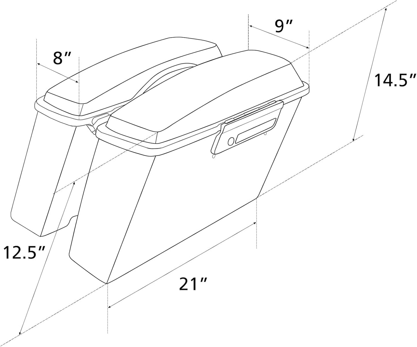 XFMT Motorcycle Matte Black Hard Saddlebags Saddle Bags Trunk W/Lids & Chrome Latches For Harley Touring Road King Street Glide Road Glide Electra Glide 1994-2013