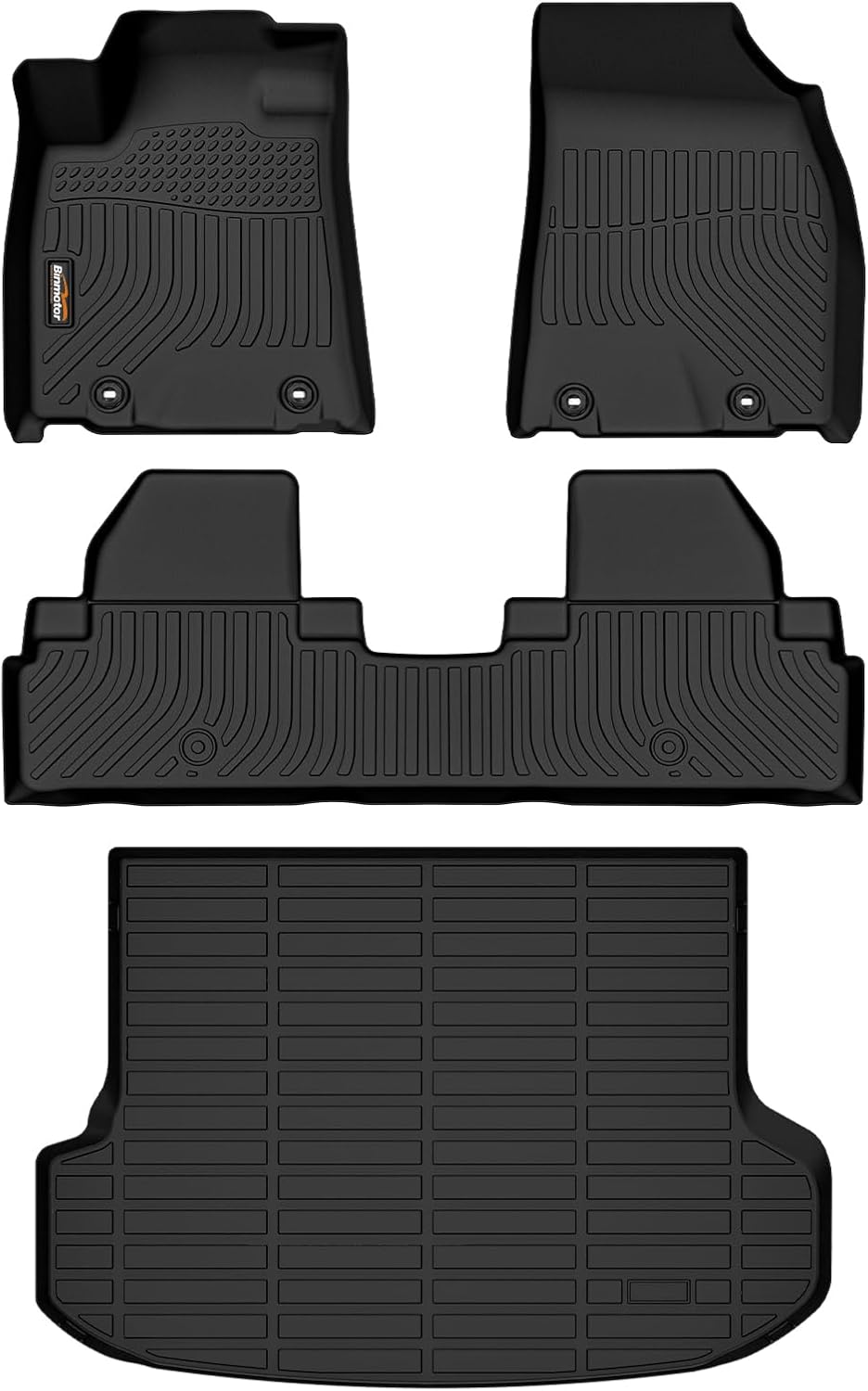 Binmotor-All Weather Floor Mats Cargo Liner Set for 2010-2015 RX / RX350 / RX450h,2 Rows Floor Mats with Cargo Mat Set,TPE Rubber Liners for RX Accessories-Black