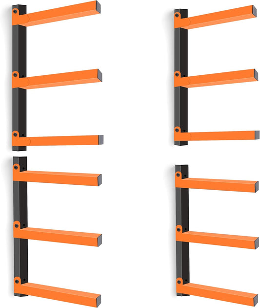 Caliee lumber Storage Rack Wall Mount, Heavy Duty Wood Storage Racks With 6-Level System Holds Up to 1400 lbs, Garage Shelf Wall Mount, Basement, Workshop, Rustproof & Space-Saving Design (4)