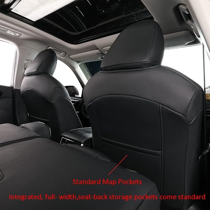 EKR Grand Highlander Seat Covers for Trucks Toyota Grand Highlander 2024 2025 2026,2nd Row 40/60 Split,Leather Car Seat Protectors, Seat Covers Full Set -Faux Leather(Black)