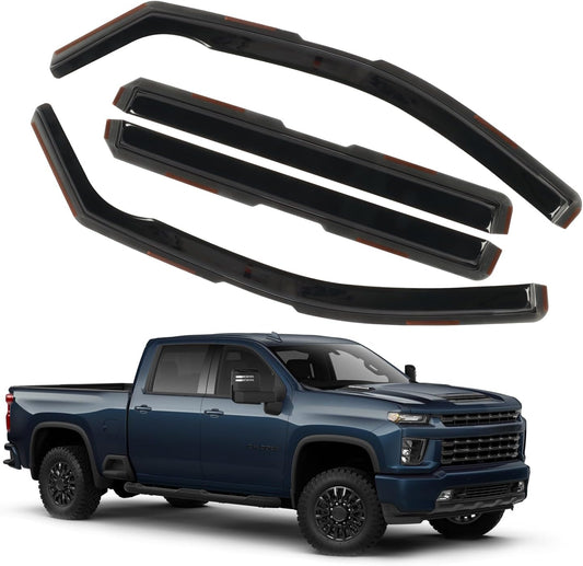 in-Channel Rain Guards Fit for 2020-2025 Chevrolet (Chevy) Silverado/GMC Sierra 2500HD/3500HD Crew Cab, Durable Side Wind Deflectors, Vent Window Visors Shade 2021 2022 2023 2024