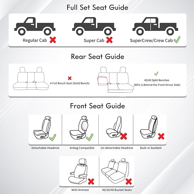 Huidasource Faux Leather Front&Rear Truck Seat Cover Custom Fit for 2015-2025 Ford F150 SuperCrew & 2017-2025 F250 F350 F450 Super Duty Crew Cab XL XLT Lariat King Ranch Platinum(Full Set/Black&Blue)
