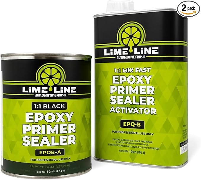 LiME LiNE 2K Epoxy Primer/Sealer Direct-to-Metal, Anti-Corrosive for Automotive & Industrial Use/Isocyanate Free / 2.1 VOC - 2 Quart kit (Black)