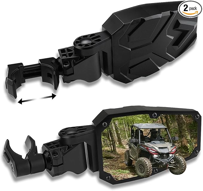 UTV Side Mirrors,UTV Mirror Automatic Folding and Resetting in The Event of Collision,Fits 1.5"-2"Roll Bars Compatible with Polaris RZR,Can Am X3, Honda Pioneer, Kawasaki Mule, Cfmoto Zforce