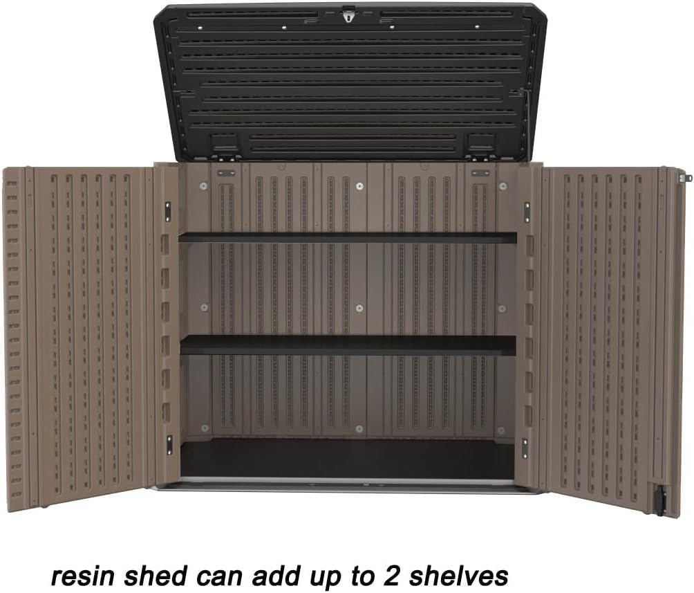 Sheds & Outdoor Storage, Storage Sheds Outdoor with Floor, Outdoor Storage Cabinet Waterproof for Garage Storage, Pool Storage, Bike Shed, Garden Shed (34&66 Cu.ft-Shelf)