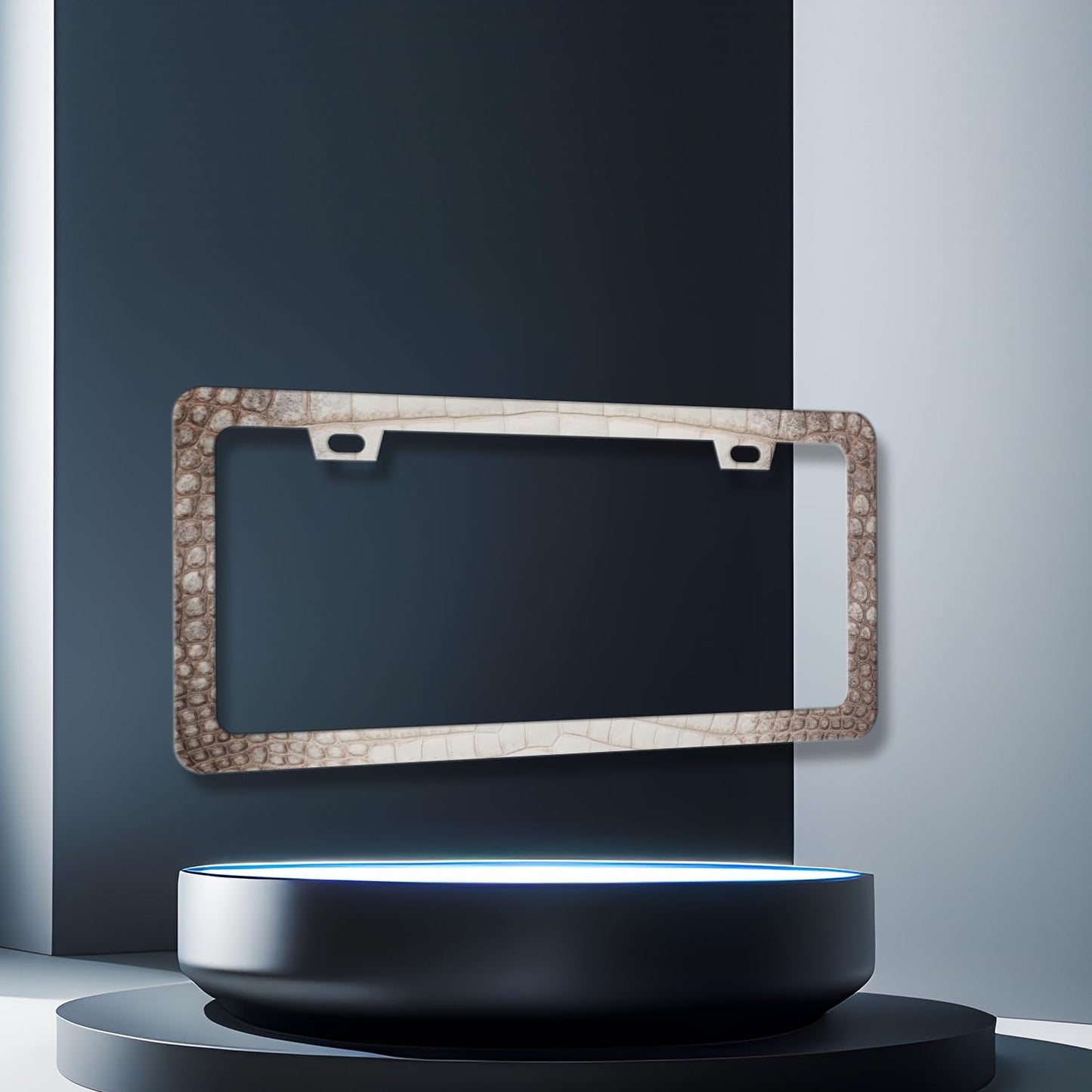 Crocodile Skin Print License Plate Frame Cool Animal Texture License Plate Holder Funny License Plate for Car Decoration Stainless Steel Car Accessory with Screws Men Women 12.3" x 6.3"