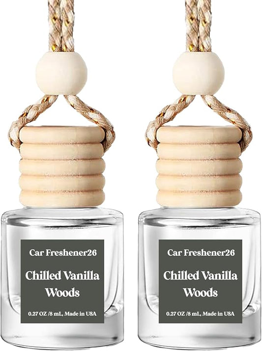 C Classy Car Air Freshener Hanging 2 Pack, Vanilla Woods Essential Oil Diffuser for Cars, Long-Lasting Fragrance, Cute Accessories, C ar Air Fresheners for Women & Men Gift, Made in USA