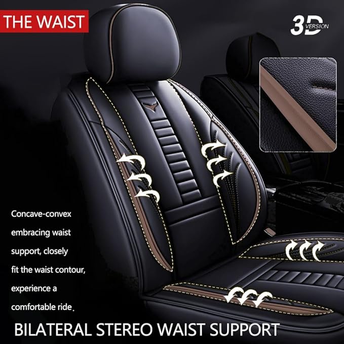 for Toyota RAV4 2008-2025 Car Seat Covers, Full Coverage Customized Seat Covers Premium Leather Waterproof Stain-Resistant Easy to Install (Front Set with Pillows, Black&Coffee)