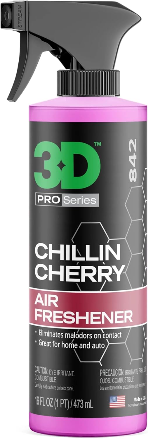 3D Chillin Cherry Car Air Freshener – 16oz Spray – Natural Cherry Scent from Real Fruit – Water-Based, Non-Toxic, Safe for Pets & People – Long-Lasting Deodorizer