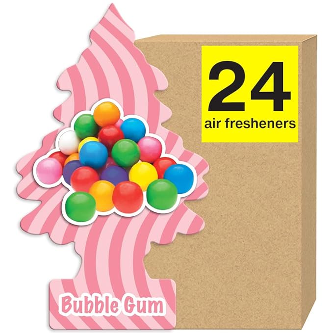LITTLE TREES Car Air Freshener | Hanging Tree Provides Long Lasting Scent for Auto and Home | Bubble Gum, 24 Air Fresheners