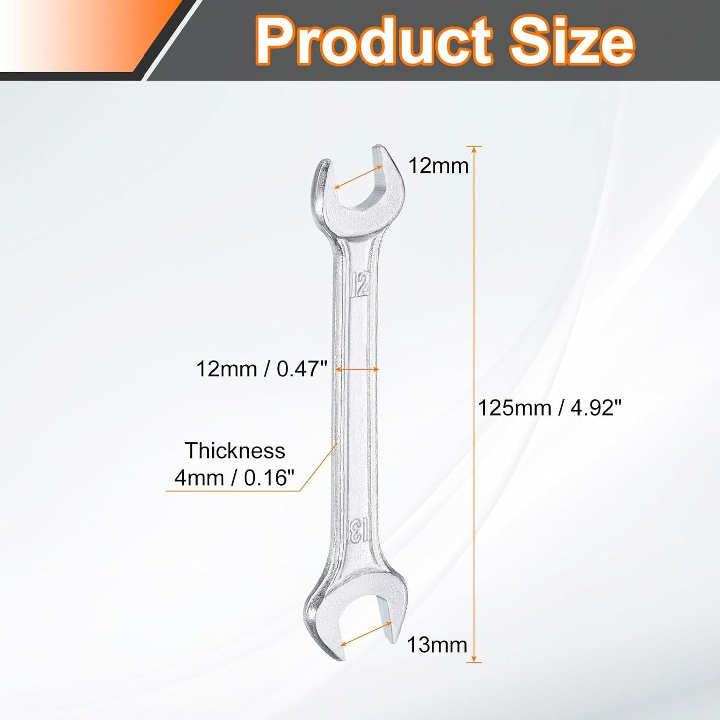 HARFINGTON 2pcs Double Open End Wrench 12mm x 13mm Metric 15 Degree Offset Angle Small Flat Head Wrench Galvanizing Open Ended Spanner for Automotive Repair Furniture Assembly