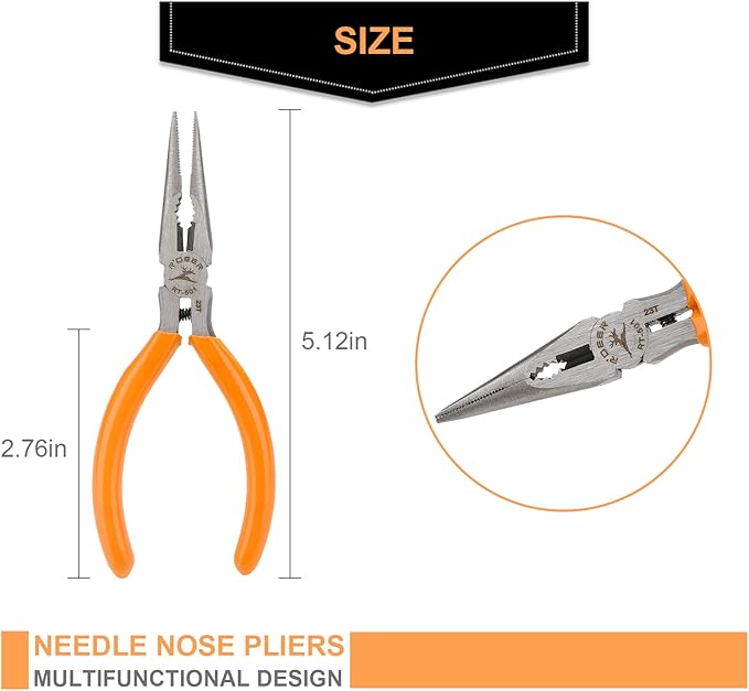 Rongon Spring-Loaded Needle Nose Pliers 4-Piece Set - 5 Inch Thin Tip Jewelry Tools with Non-Slip Grips | Professional Craft Pliers for Jewelry Making, DIY, Electronics & Wire Working (4 Pcs)