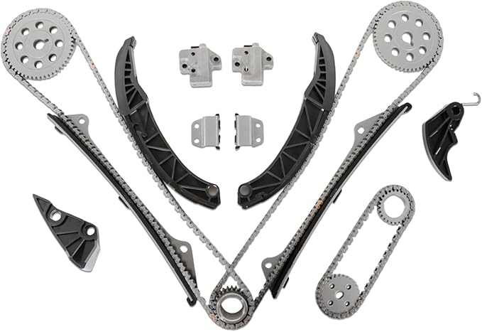 Engine Timing Chain Kit TK10880 Fits for 2006-2011 Azera Entourage Genesis Santa Fe Sonata Sorento Sedona 3.3L 3.5L 3.8L G6DB G6DC G6CD G6DA TK10880 Timing Chain Replacement Parts
