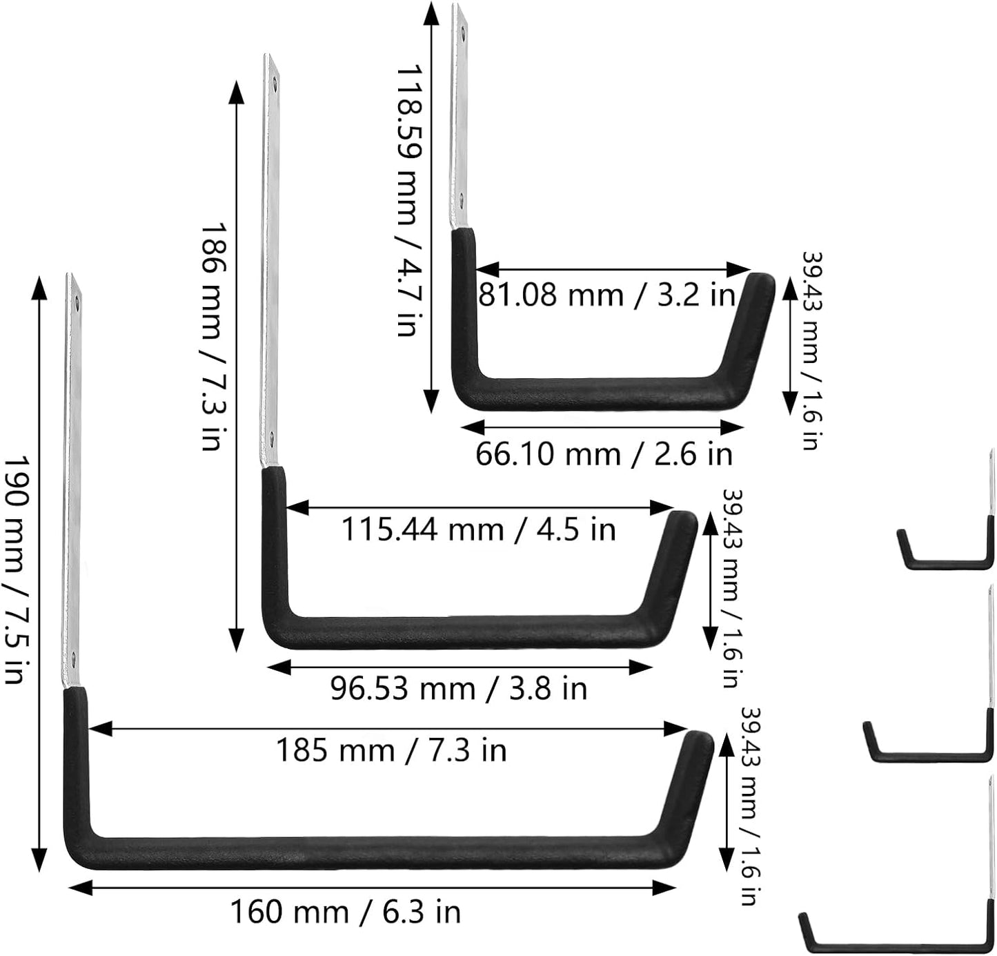 AccEncyc Heavy Duty Garage Storage Hooks - 2Pcs Wall Mount Hooks, Garden Hose Holder & Tool Organizer, Steel