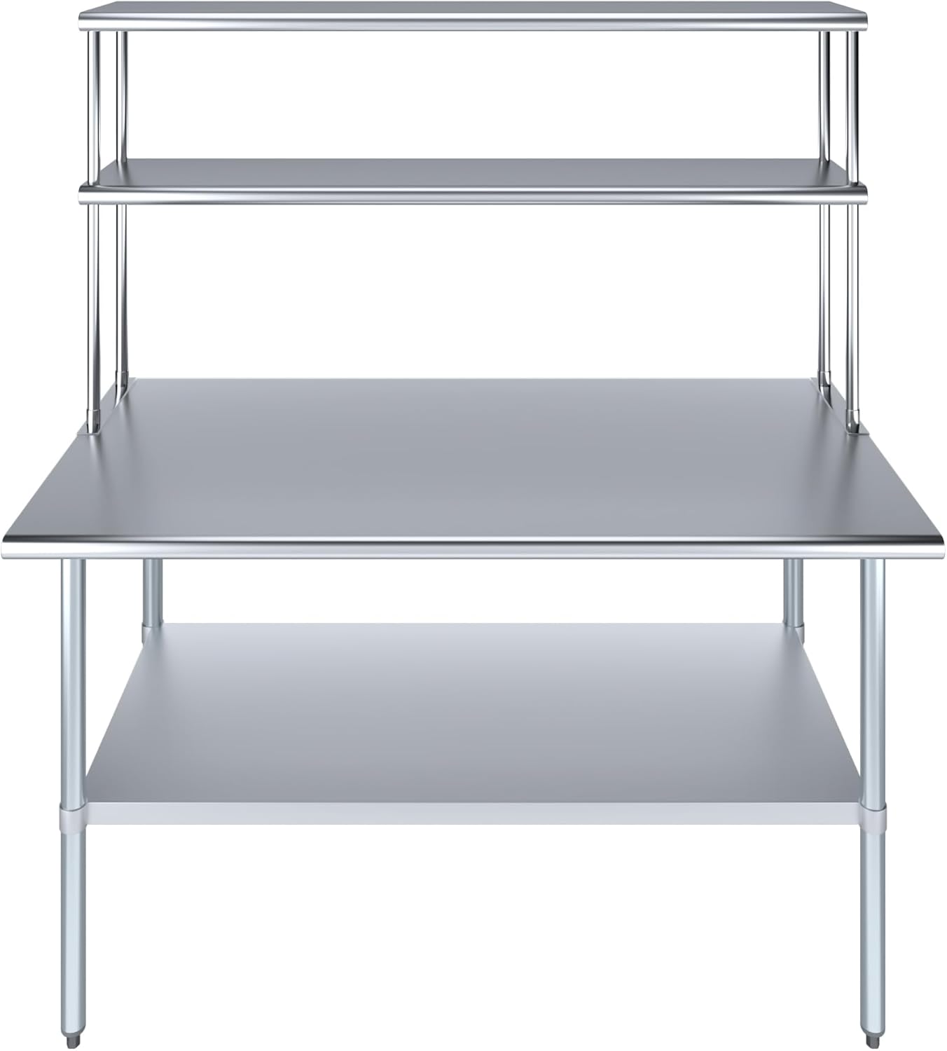 Amgood Stainless Steel Work Table Double Tier Overshelf | Metal Kitchen Prep Table & Shelving Combo (30" x 60" Work Table + 12" Overshelf)