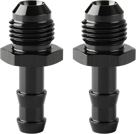 6AN Male Flare to 5/16 Hose Barb Straight Fitting Adapter Aluminum Black 2PCS