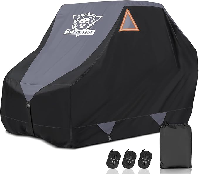XYZCTEM UTV Cover,Outdoor Waterproof All-Weather Protection UTV Cover Compatible with Polaris RZR Can-Am Yamaha Honda Kawasaki Suzuki,and More.with Upgraded Windproof Straps,Vent(Grey,2-3 Seater)