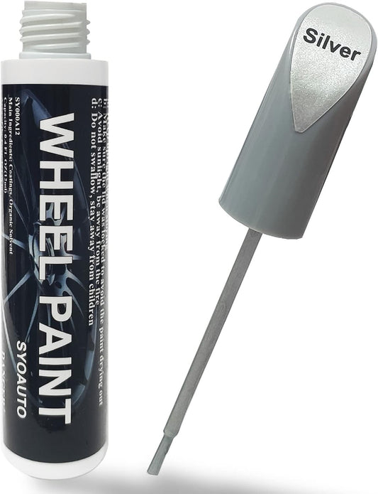 SYOAUTO Silver Rim Touch Up Paint Rim Scratch Repair Pen Wheel Touch Up Paint Car Rim Paint Pen Universal Color Silver Wheel Paint (Silver)